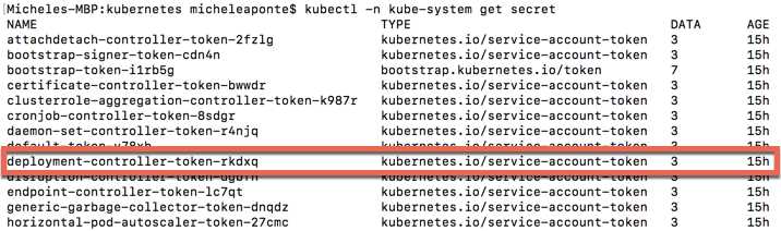 Kubernetes secrets list output