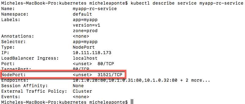 Output of the created service description