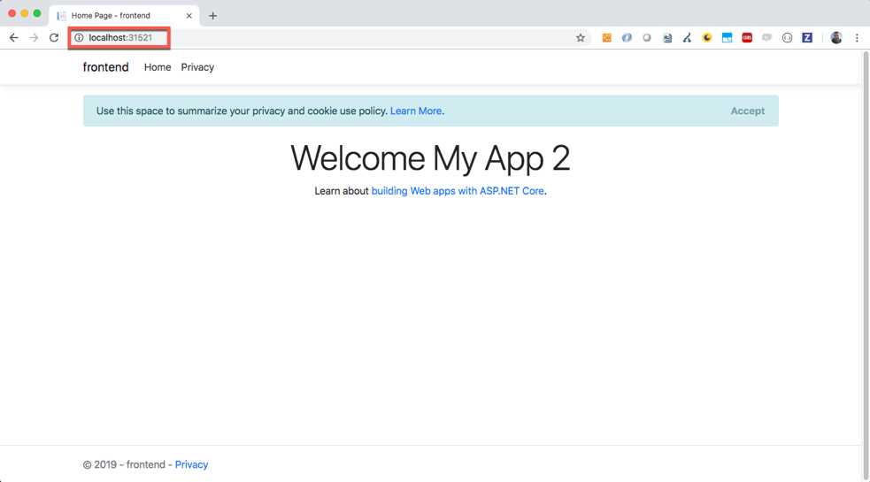 The application exposed from the Kubernetes cluster
