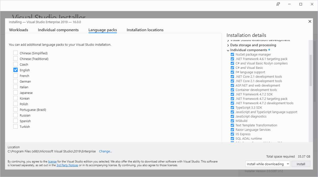 Adding language packs