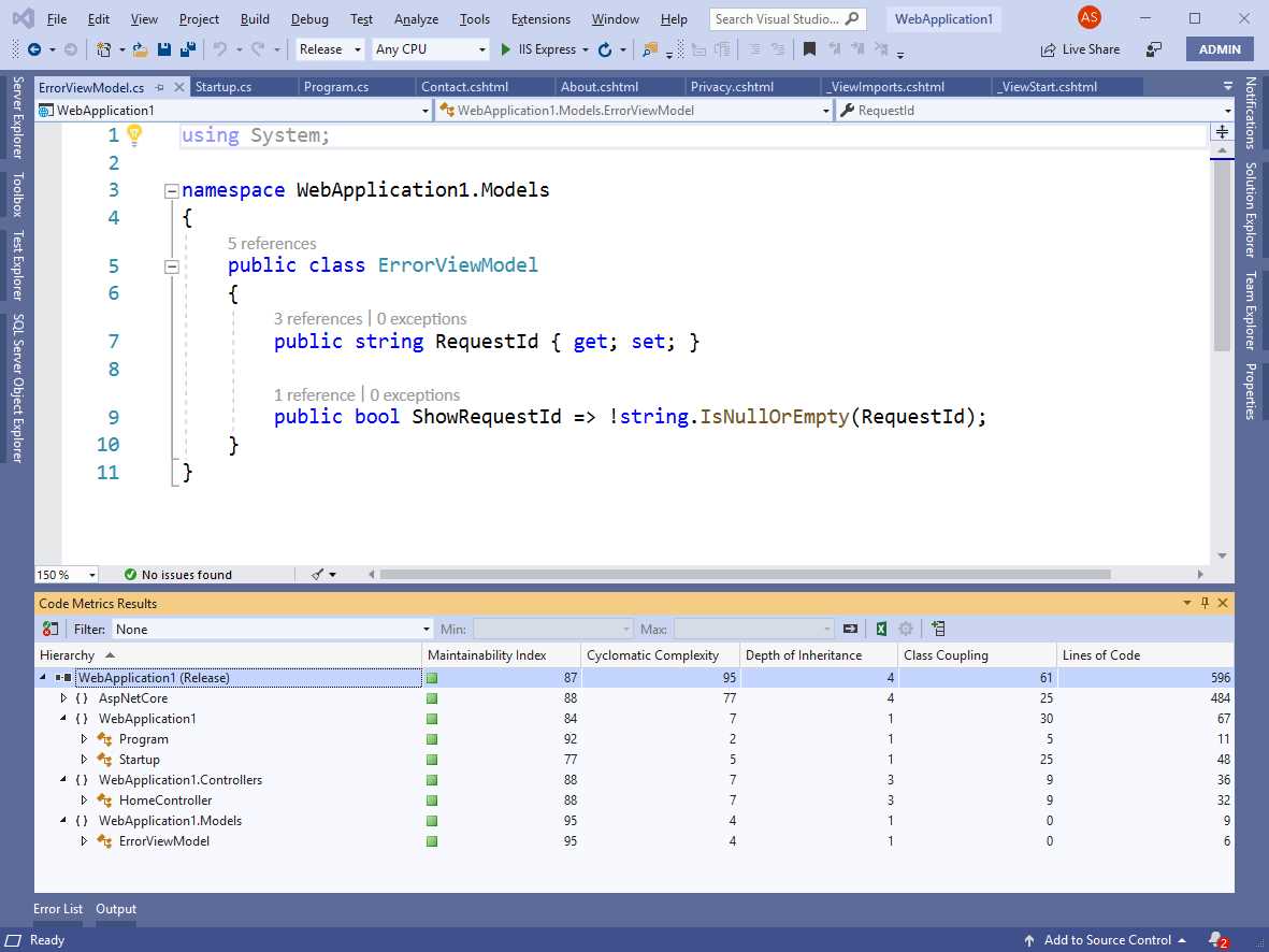 Code Metrics results