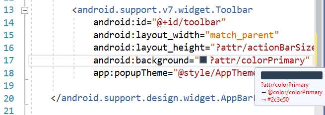 Color preview in the XML editor for Android