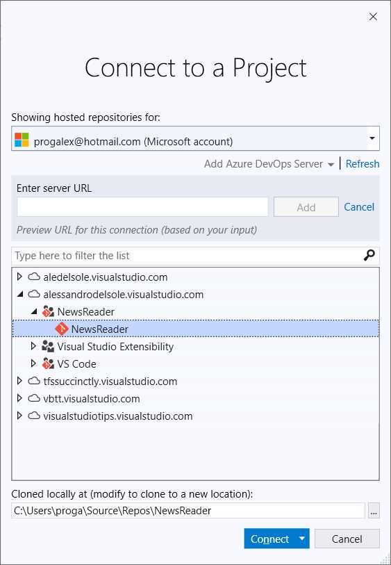 Connecting to a Git repository hosted on Azure DevOps
