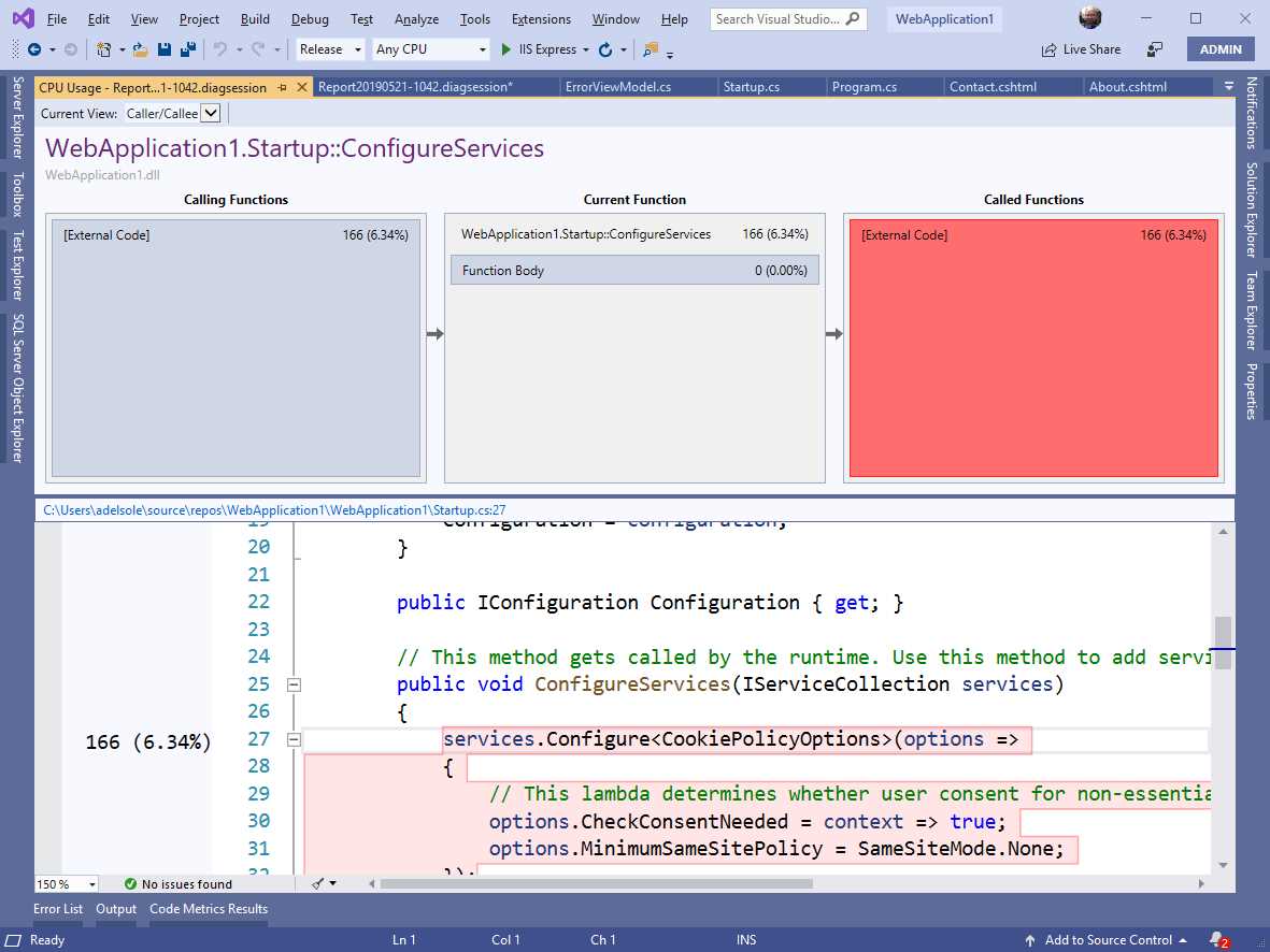 CPU Usage across method calls