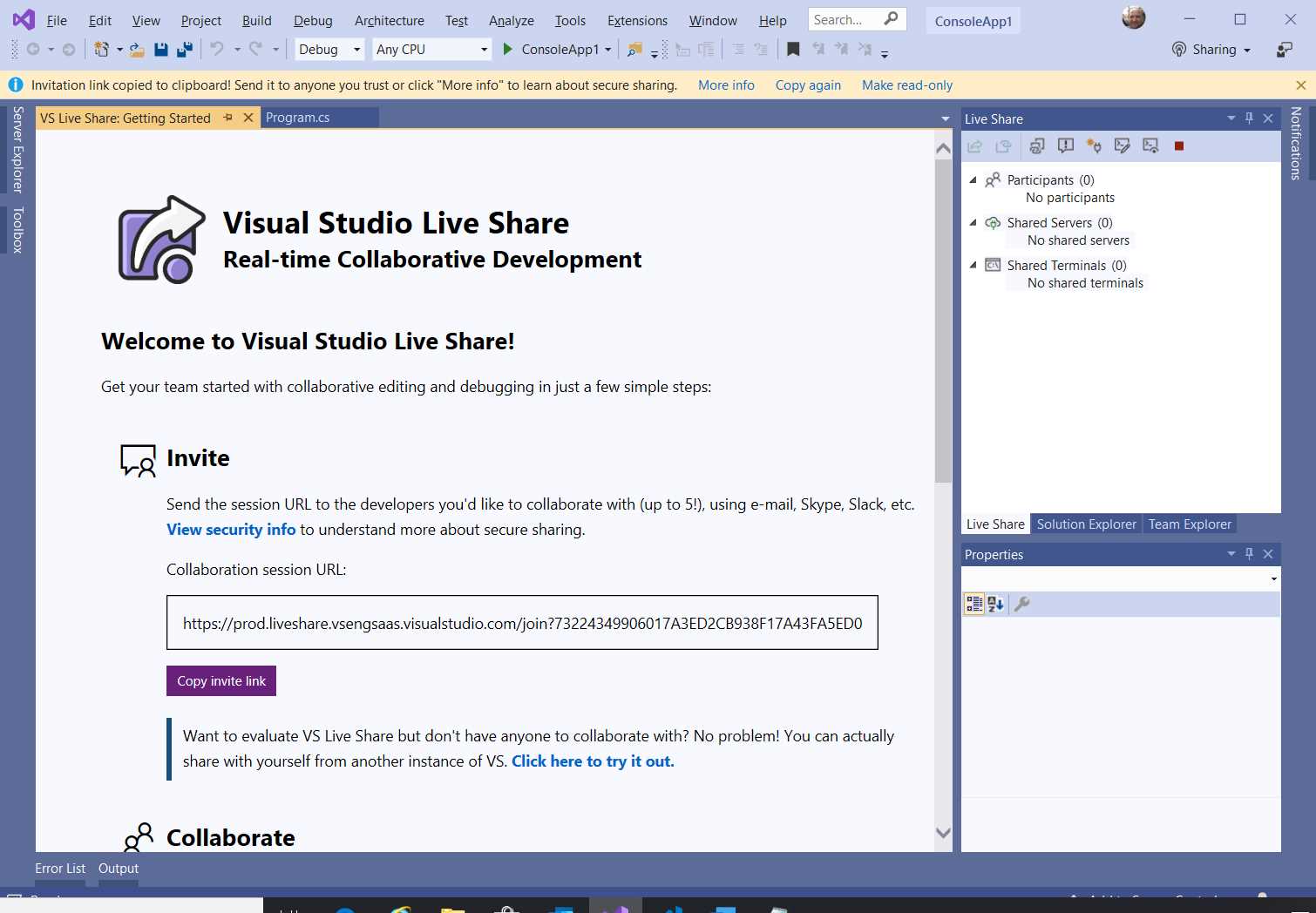 Live Share’s informational page