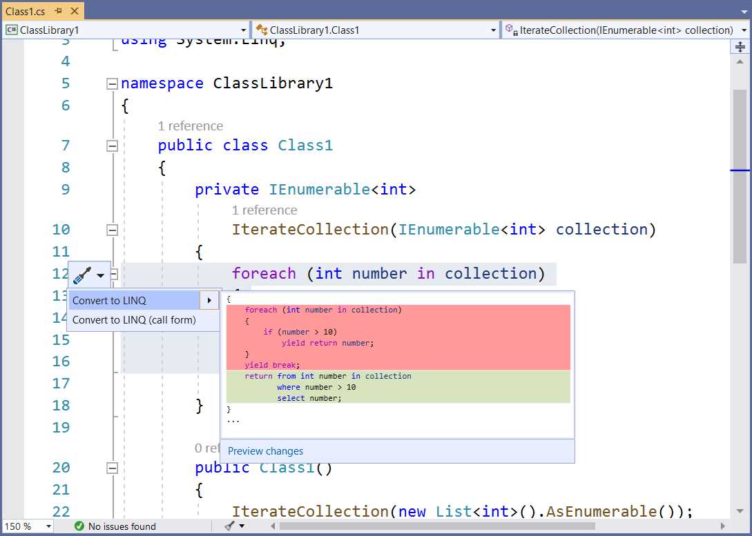 Refactoring a foreach loop into a LINQ expression