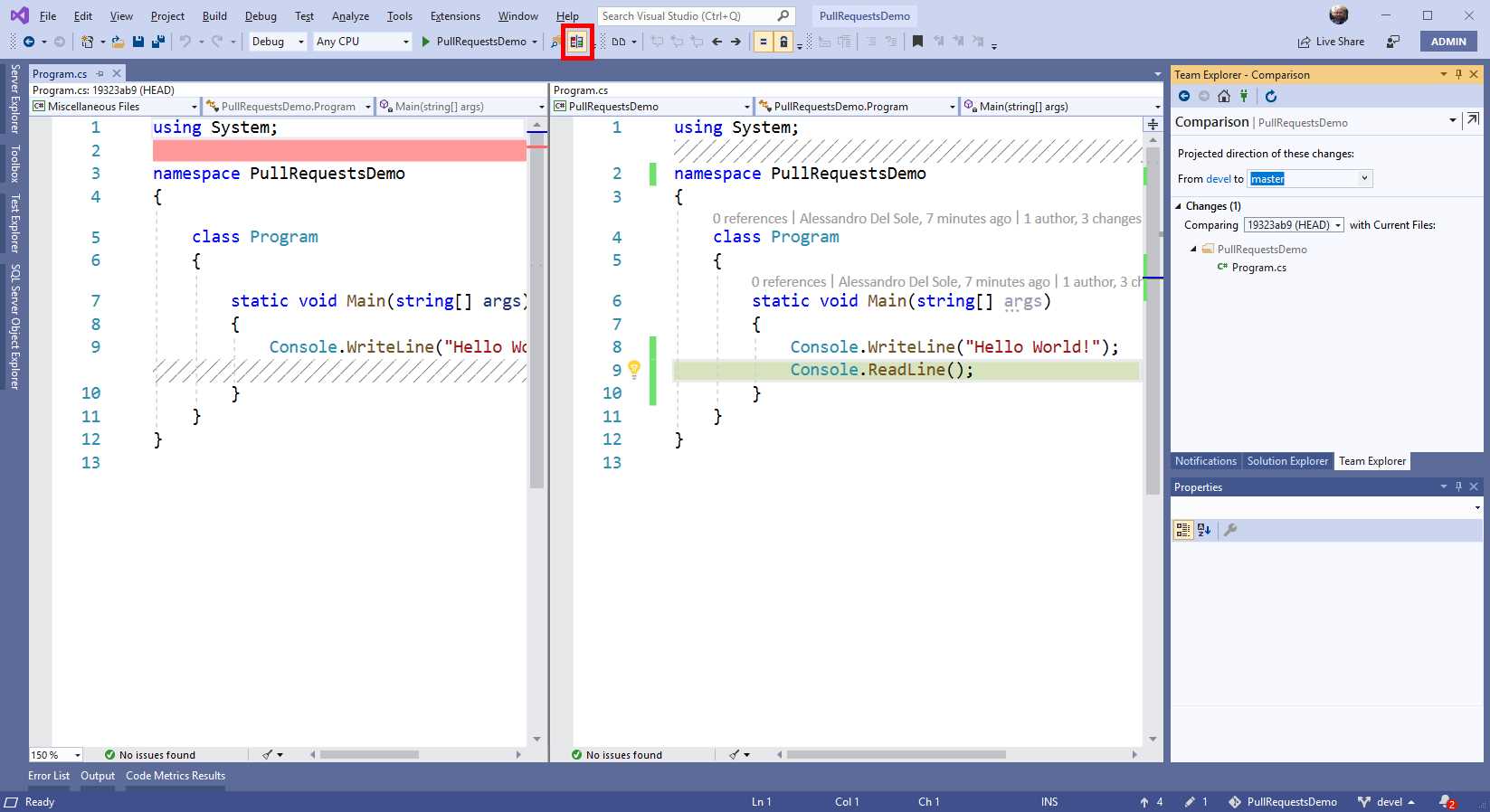 The Comparisons view