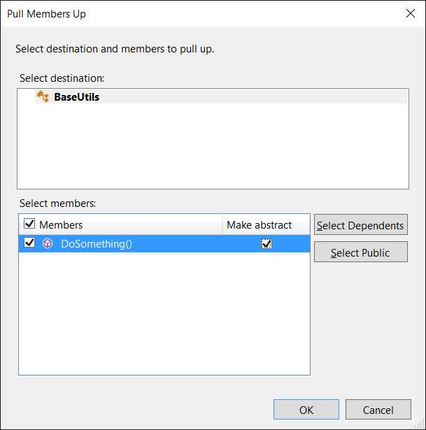The Pull Members Up dialog