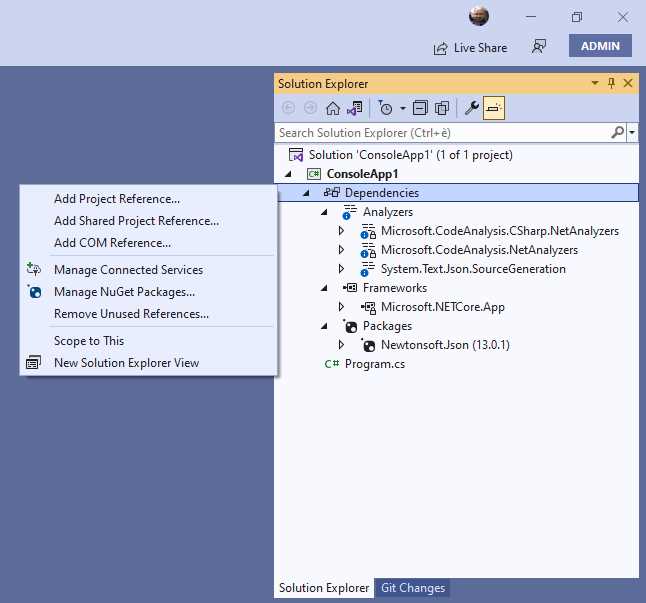 Adding References in Visual Studio 2022