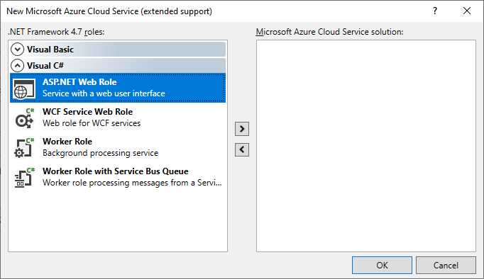 Adding Roles to a New Azure Cloud Service Project