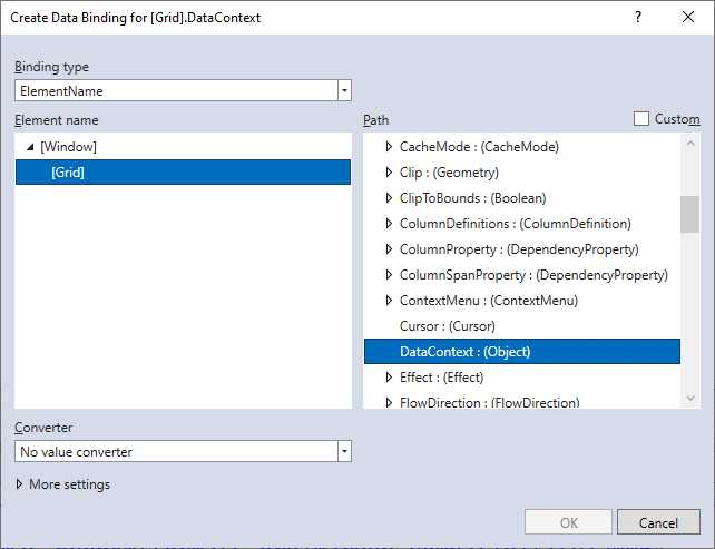 Creating Binding Expressions via User Interface