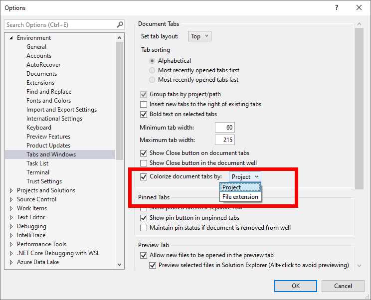 Enabling Tab Colorization