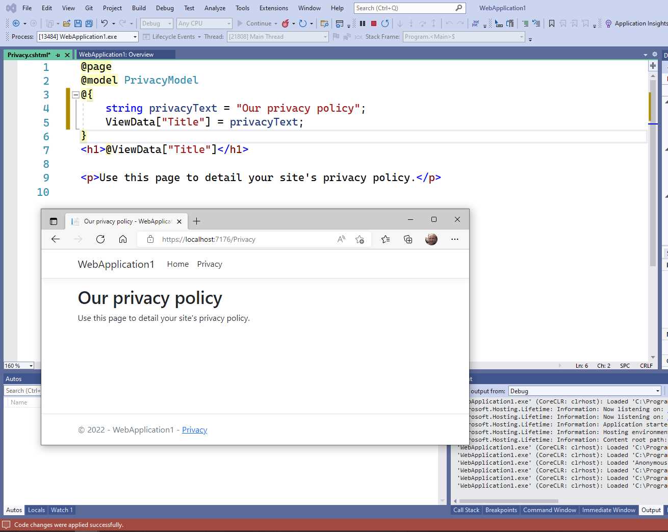 Hot Reload with Razor Files