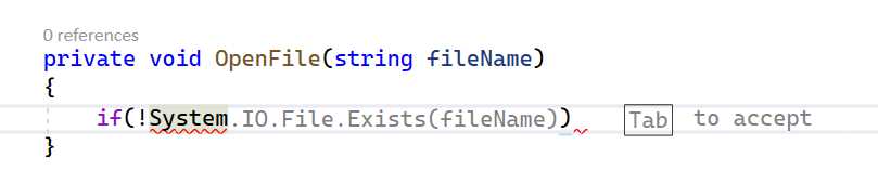 IntelliCode Context-Based Suggestion