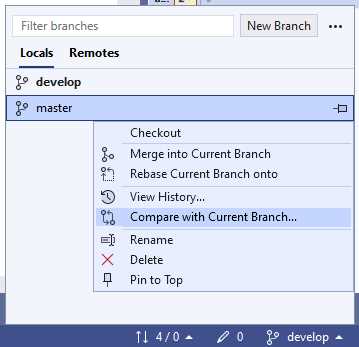 New Shortcut to Compare Branches