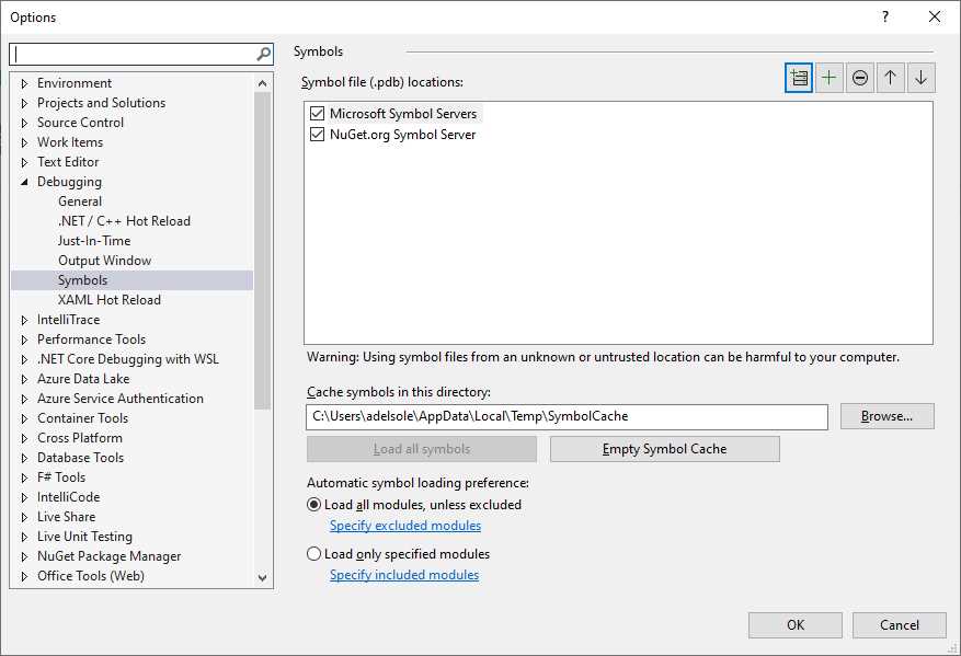 Setting Options to Enable Source Link
