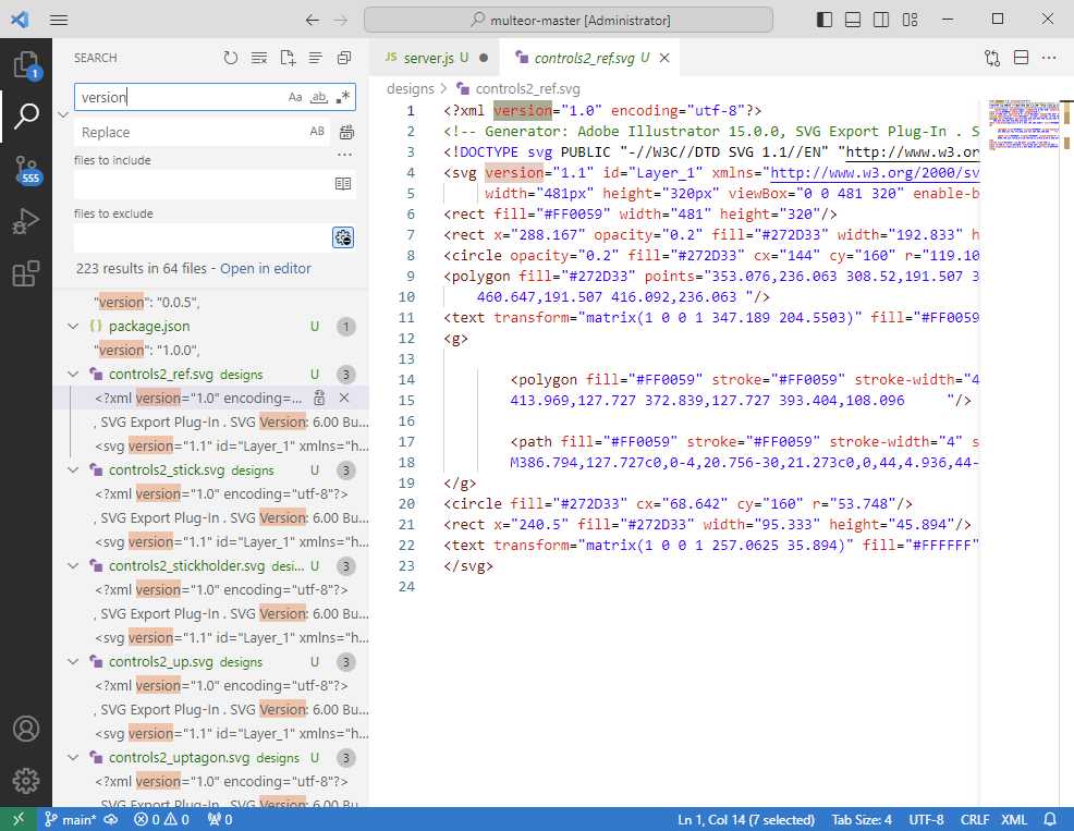 Searching across files