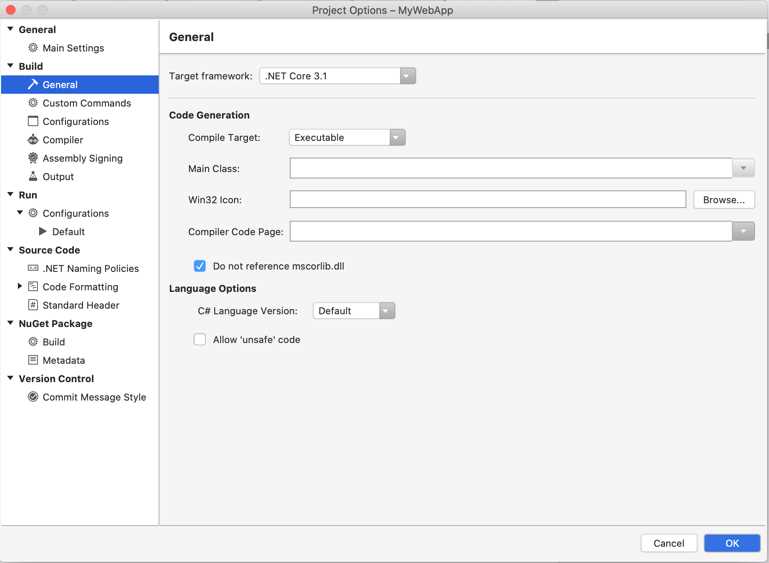 Configuring build options