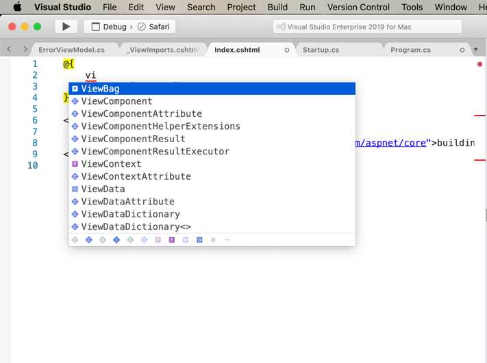 IntelliSense for .cshtml files