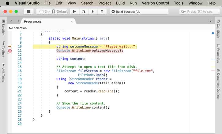 Setting the next line to be executed while in break mode