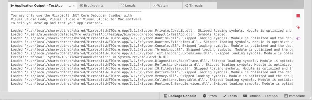 The Application Output pad