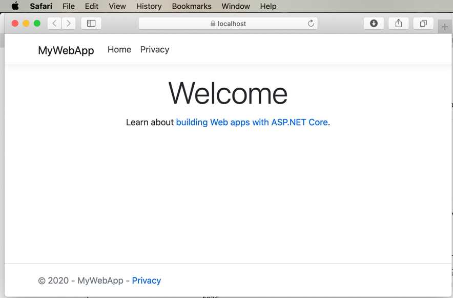 The MVC application running