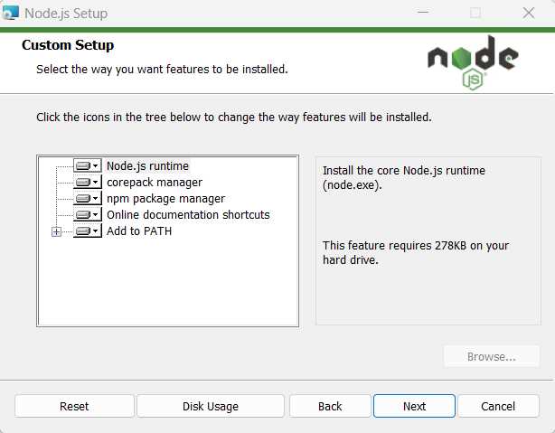 Node.js Installation Wizard