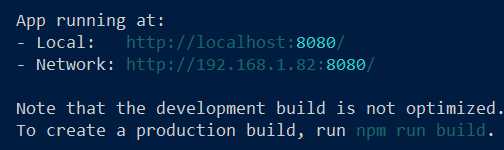 App Running CLI Message