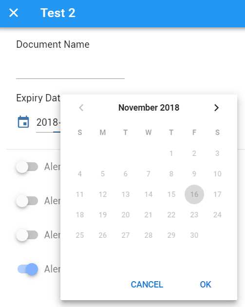 The min property of v-date-picker set to today’s date