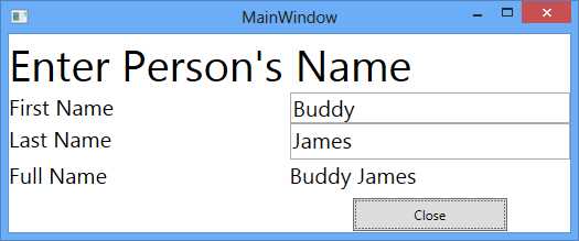Rendered Data-Bound Window