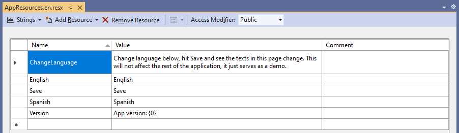 Resource file for English translations