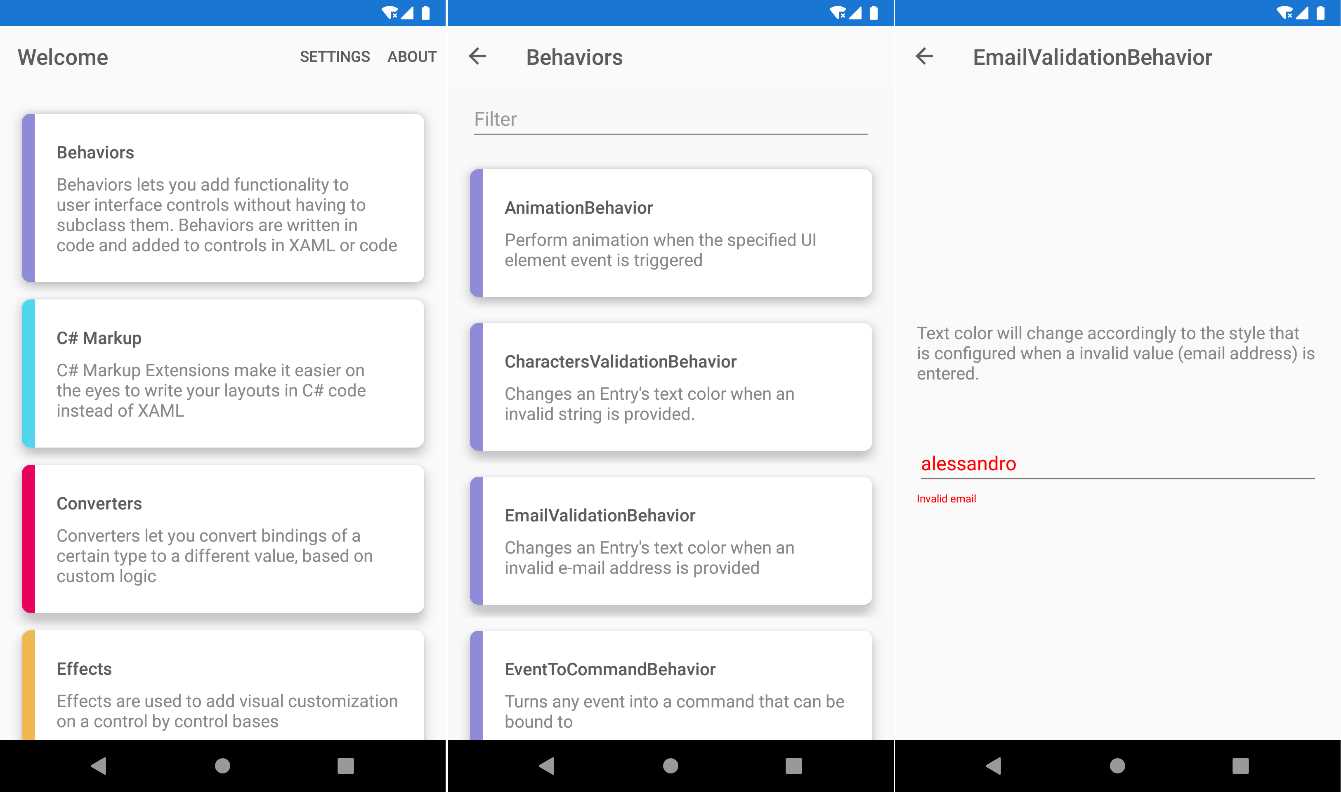 The official sample app running