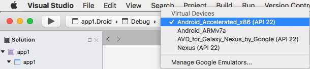 Selecting target platform and devices for debugging