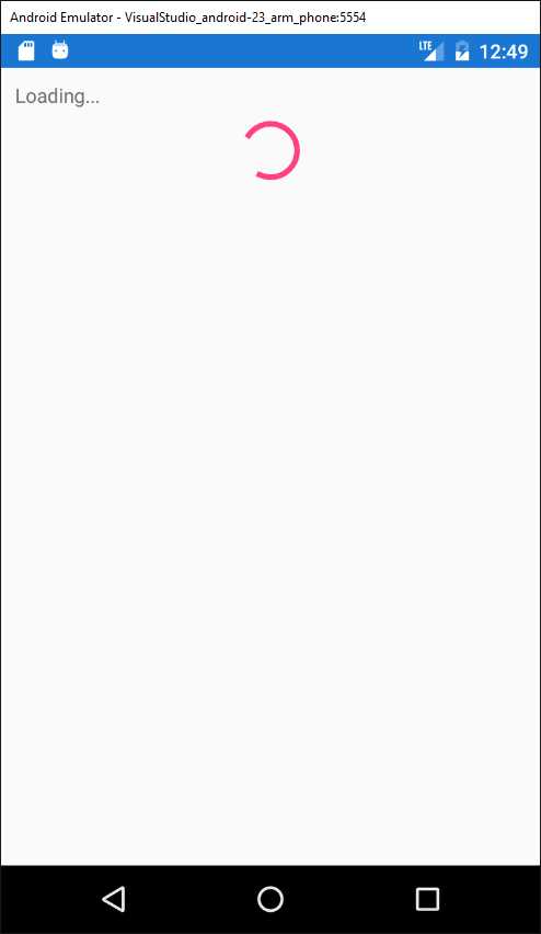 The ActivityIndicator shows that an operation is in progress