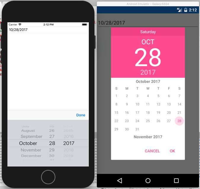 The DatePicker in action