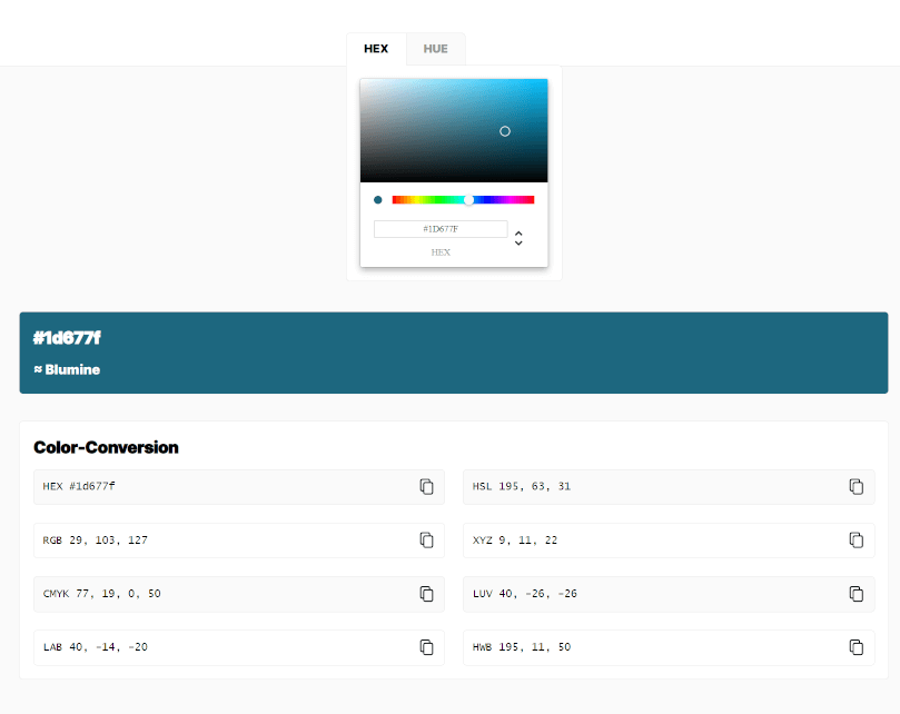 screenshot of second page showing color details.