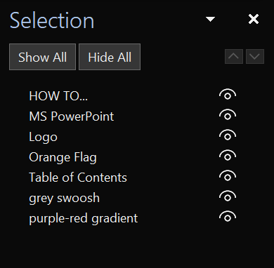 selection pane with descriptive labels.