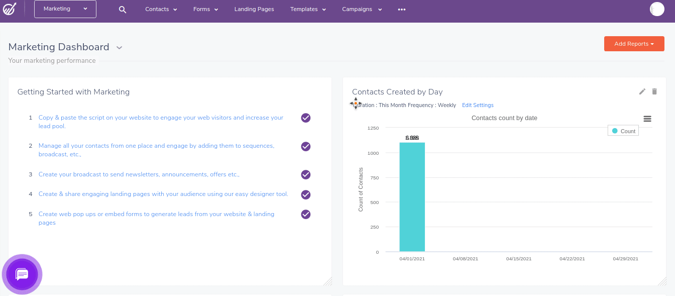 import contacts under marketing
