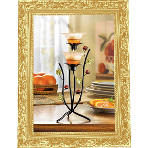 Peach Glass Flowers Peony Candle Holders Wedding Centerpieces