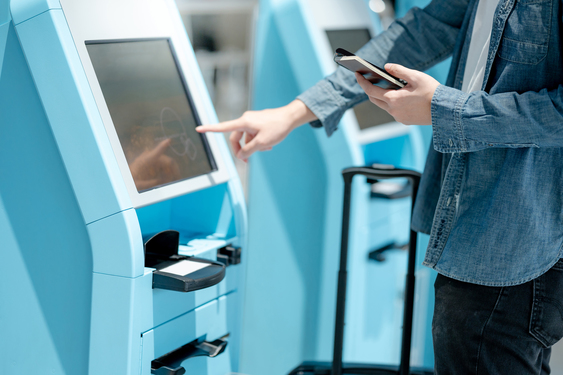 Self service kiosk at airport