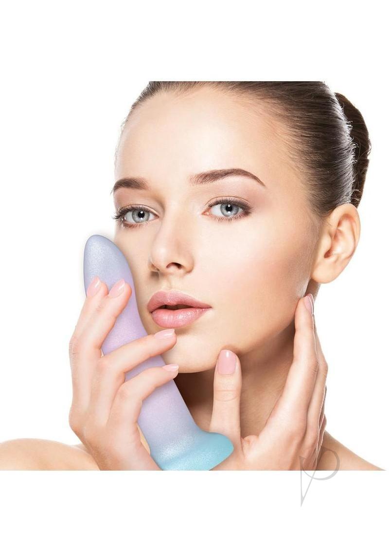 G Spot Dildo Curved Suction Cup Silicone 8 Inch Blue Dong For Women