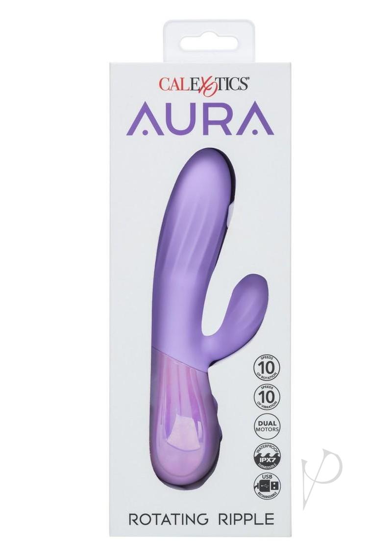 Aura Rotating Ripple Rechargeable Silicone Dual Massager - Purple 