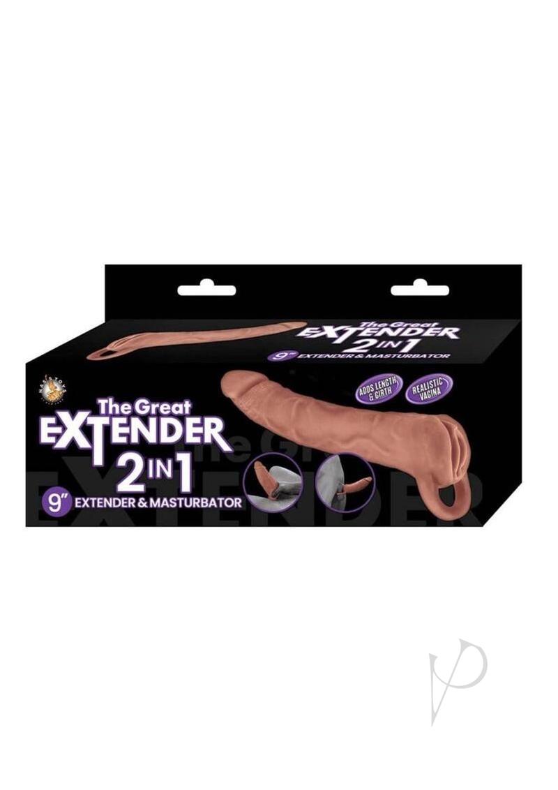 The Great Extender 2-in-1 9" Extender & Masturbator - Caramel 