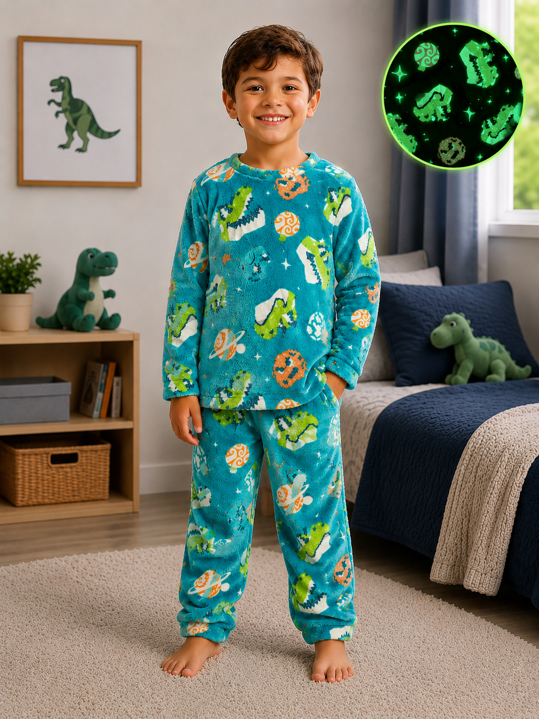 Pijama Infantil Luminiscente Dos Piezas Dino Aventura