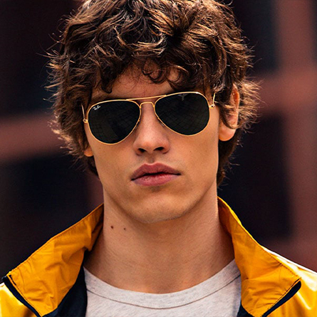 ray ban man sunglasses gold.jpg