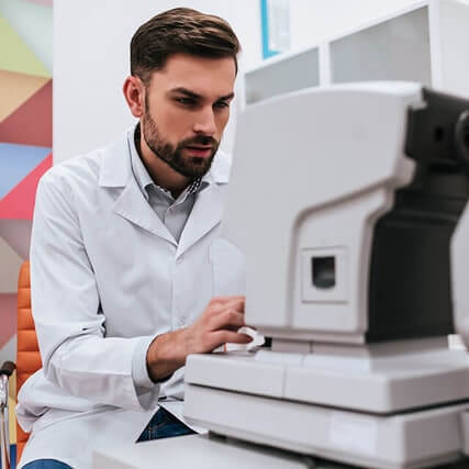 doctor at an eye exam