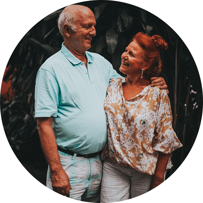 old couple looking each other