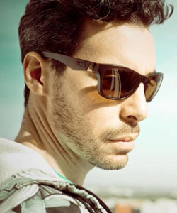 Model wearing Lindberg sunglasses