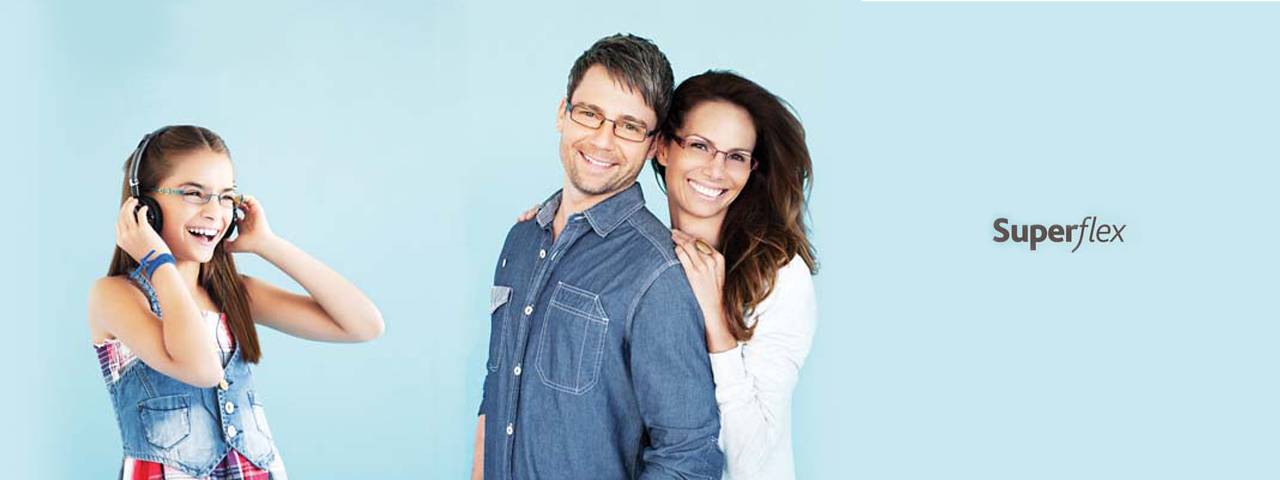 Family Wearing Superflex Designer Eyeglass Frames