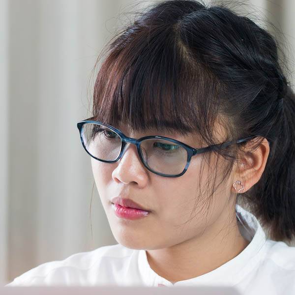Education Learning Online Study Concept: Cute Teenage Asian Girl